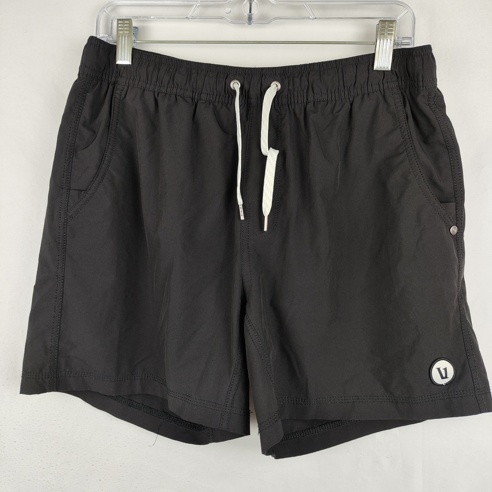Vuori Shorts Mens Large Black Swim Trunks Drawstring Lined Stretch Pockets